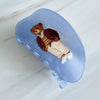 Preppy Teddy Bear Blue Claw Clip
