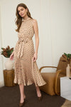 Anne Sleeveless Pleated Tie Midi Dress